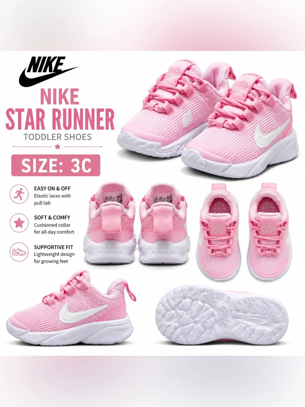 Nike Star Runner Size 3C Pink